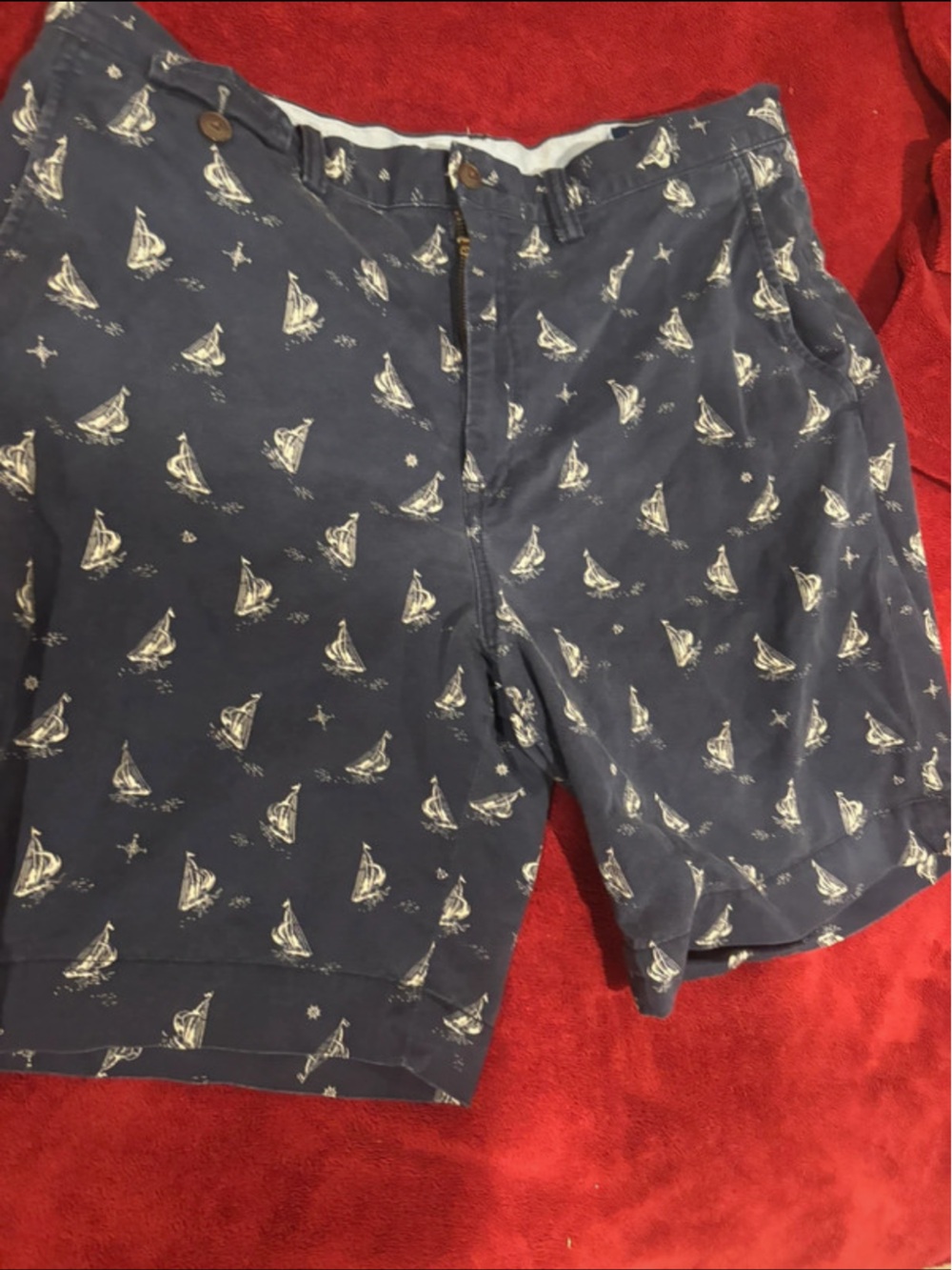 Ralph Lauren Navy Blue Sailboat Print Men’s Shorts